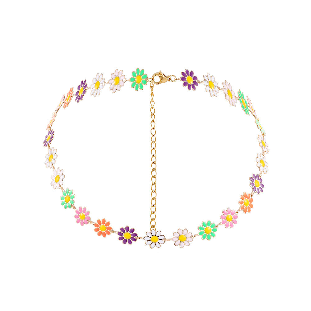Wholesale Alloy Small Daisy Flower Clavicle Necklace